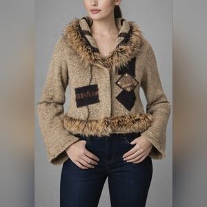 BNWT Jane & John Exclusive Women's Cardigan/Jacket Faux Fur Sz Small